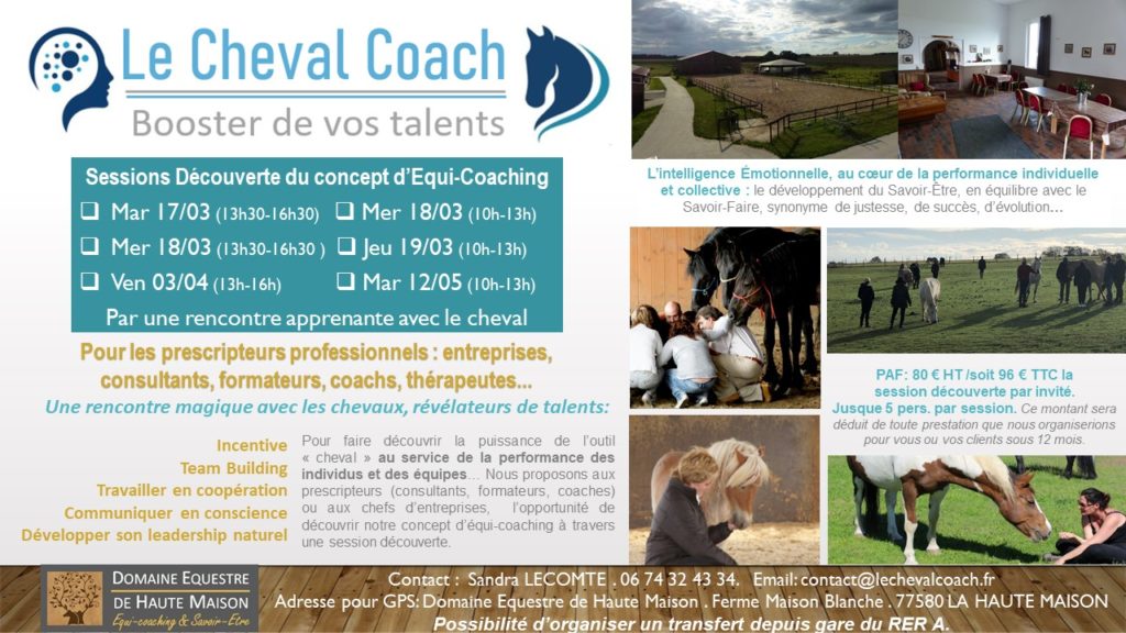 ATELIERS DECOUVERTE EQUICOACHING mars à mai 2020